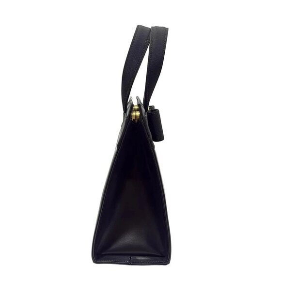 Auth Salvatore Ferragamo Vara - Black Leather Nylon Handbag - Picture 2 of 9